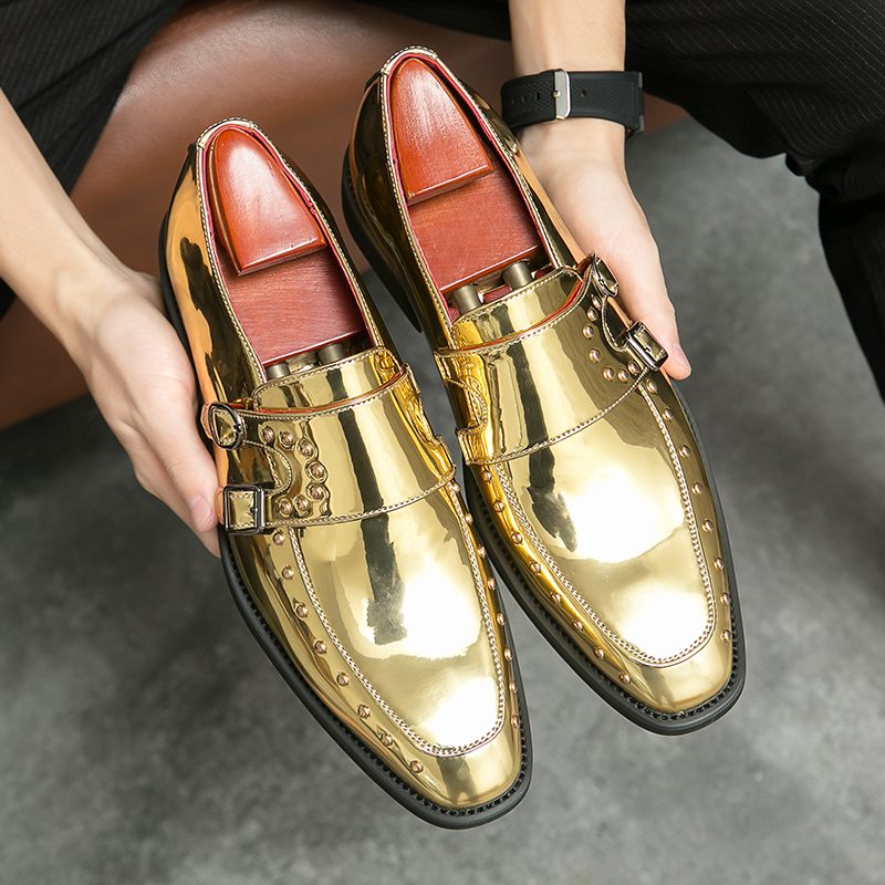 gold dress shoes